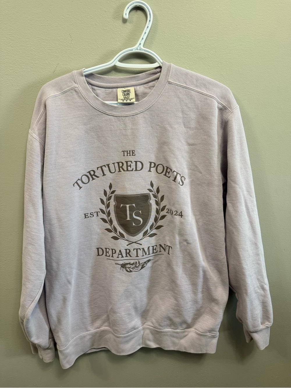Tortured Poets Department Crewneck Sweatshirt - Light Mauve Women's Medium